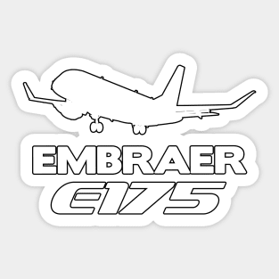 Embraer E175 Silhouette Print (White) Sticker